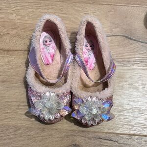 Girls' Sparkly Pink Shoes with Floral Design